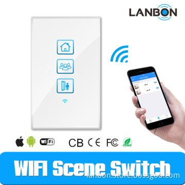 Glass panel touch control wifi smart scene switch turn on off all switch by one touch
